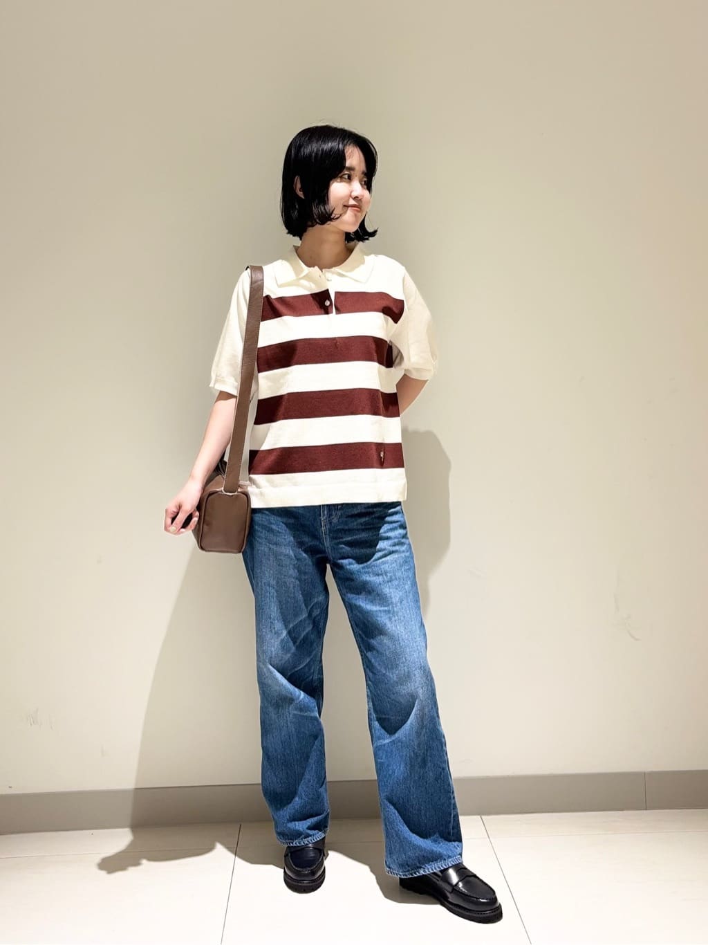 mayuさんの「Dessin｜【ユニセックス/洗える】ボーダーニットポロシャツ」を使ったコーディネート