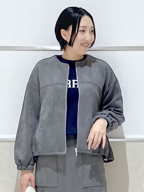 eriko さんの「Dessin｜【セットアップ可・洗える】マシュマロスウェードジップブルゾン」を使ったコーディネート