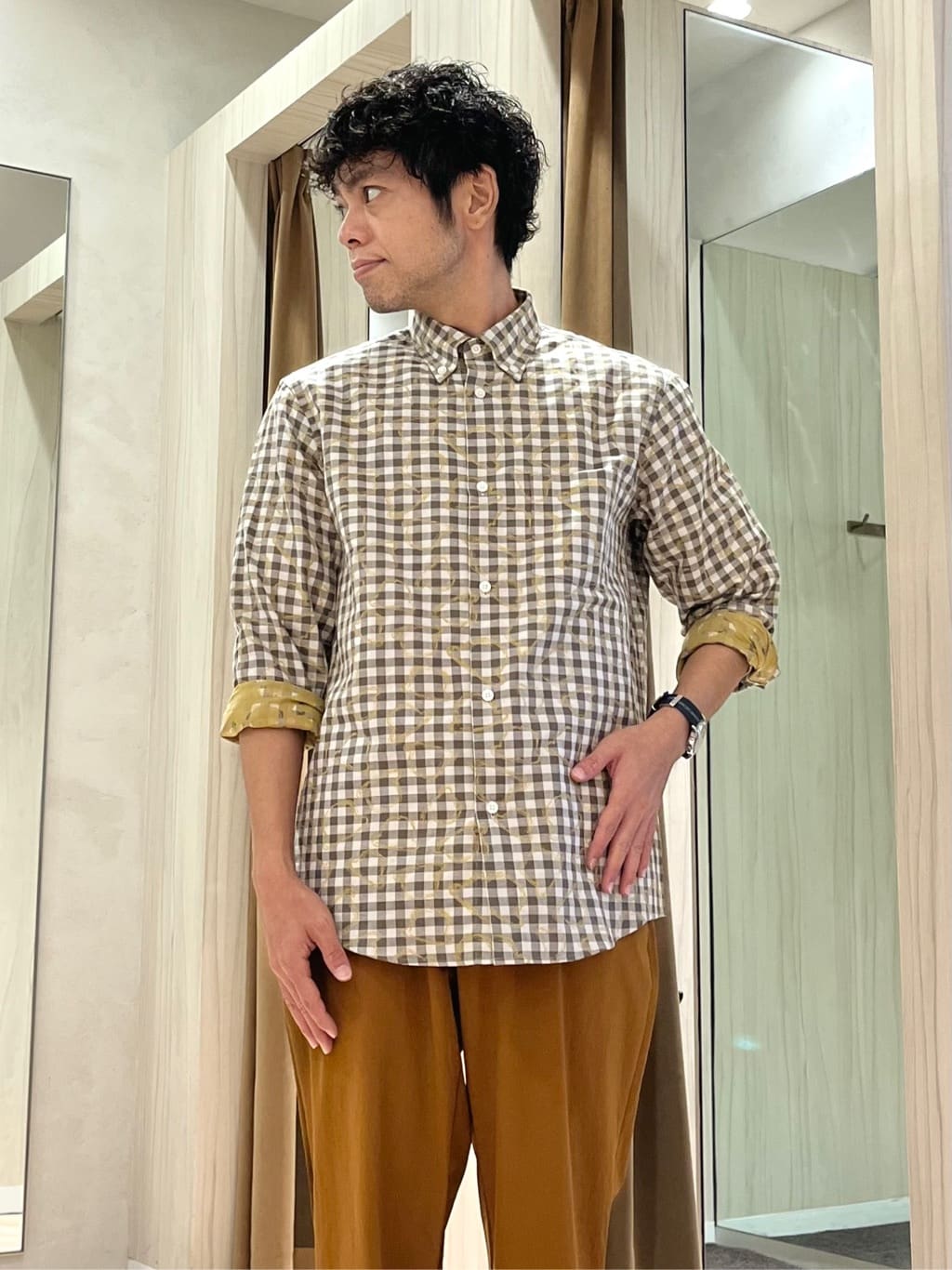 URAさんの「TAKEO KIKUCHI｜チェックボーラーガーゼシャツ」を使ったコーディネート