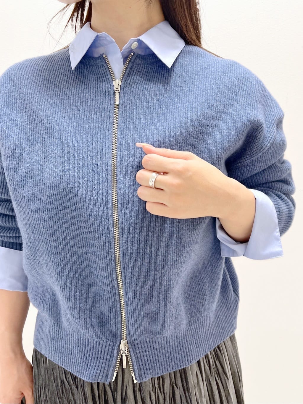 Ukiさんの「UNTITLED｜【ゆったりサイズ／着丈短め】ジップニットカーディガン」を使ったコーディネート
