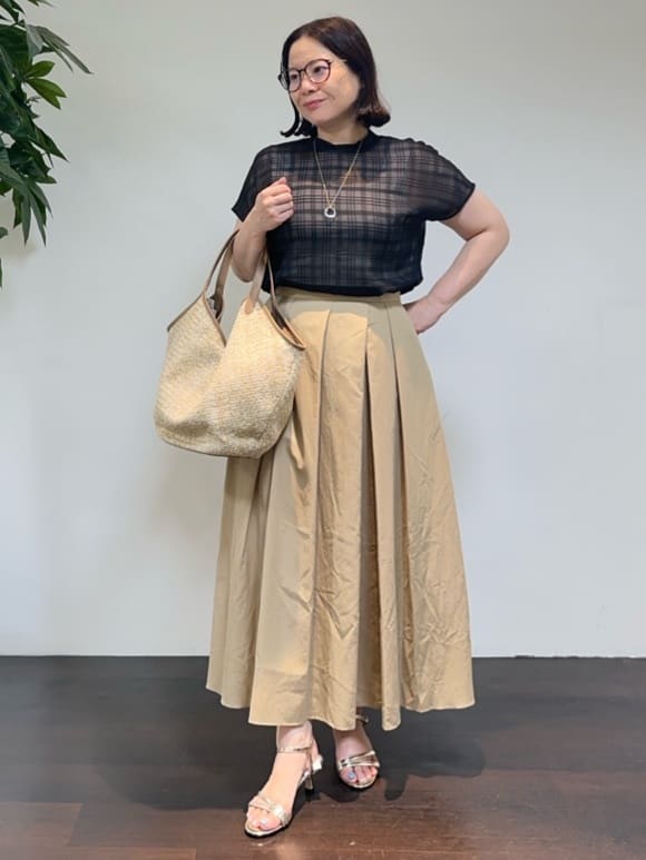 Asamiさんの「UNTITLED｜【シアー】チェックスタンドネックブラウス」を使ったコーディネート