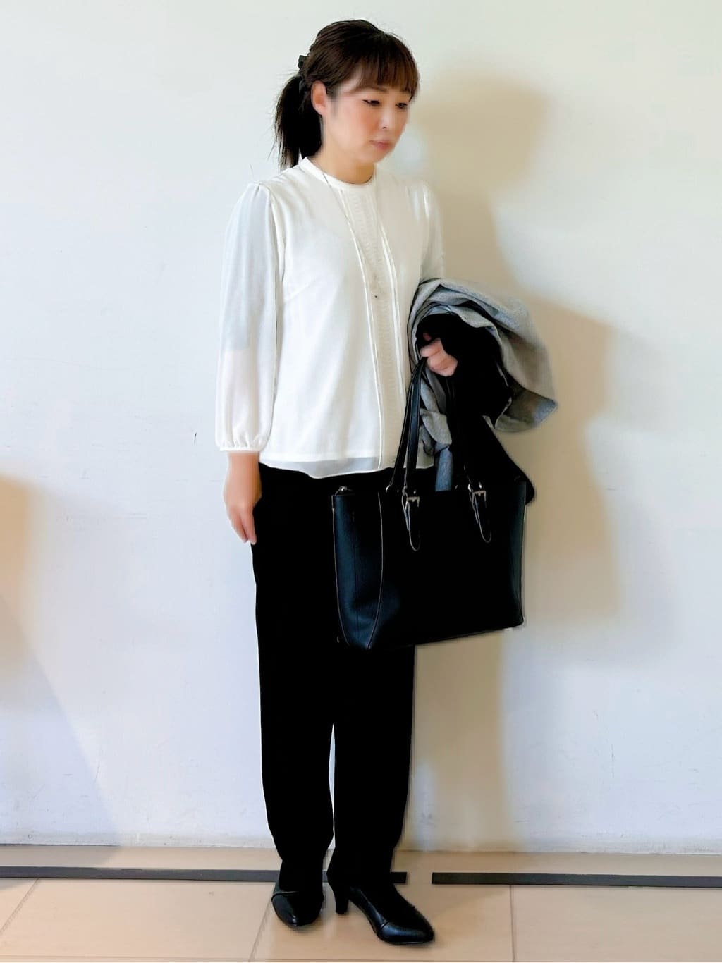 ひーさんの「Reflect｜【SS-4Lサイズ／衿が顔に当たらない◎】スタンドネックミドルコート」を使ったコーディネート