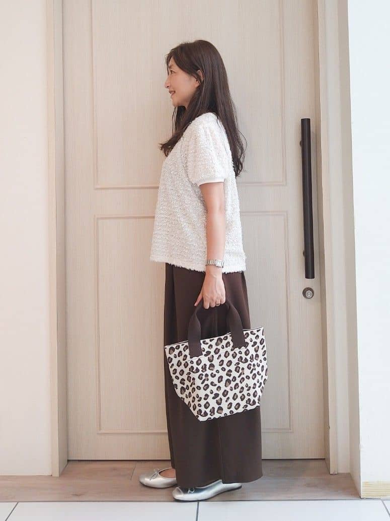 mi-saさんの「SHOO･LA･RUE｜【S-LL】大人も着やすい愛らしさ リボンヤーン半袖トップス」を使ったコーディネート