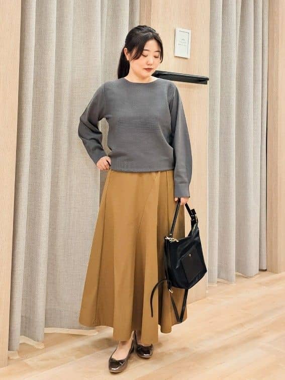 ふるさんの「grove｜ガーターボートネックプルオーバー【洗える/毛玉軽減】」を使ったコーディネート
