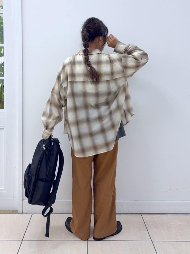 Osawaさんの「Dessin｜【洗える】シアーオンブレーチェックシャツ」を使ったコーディネート