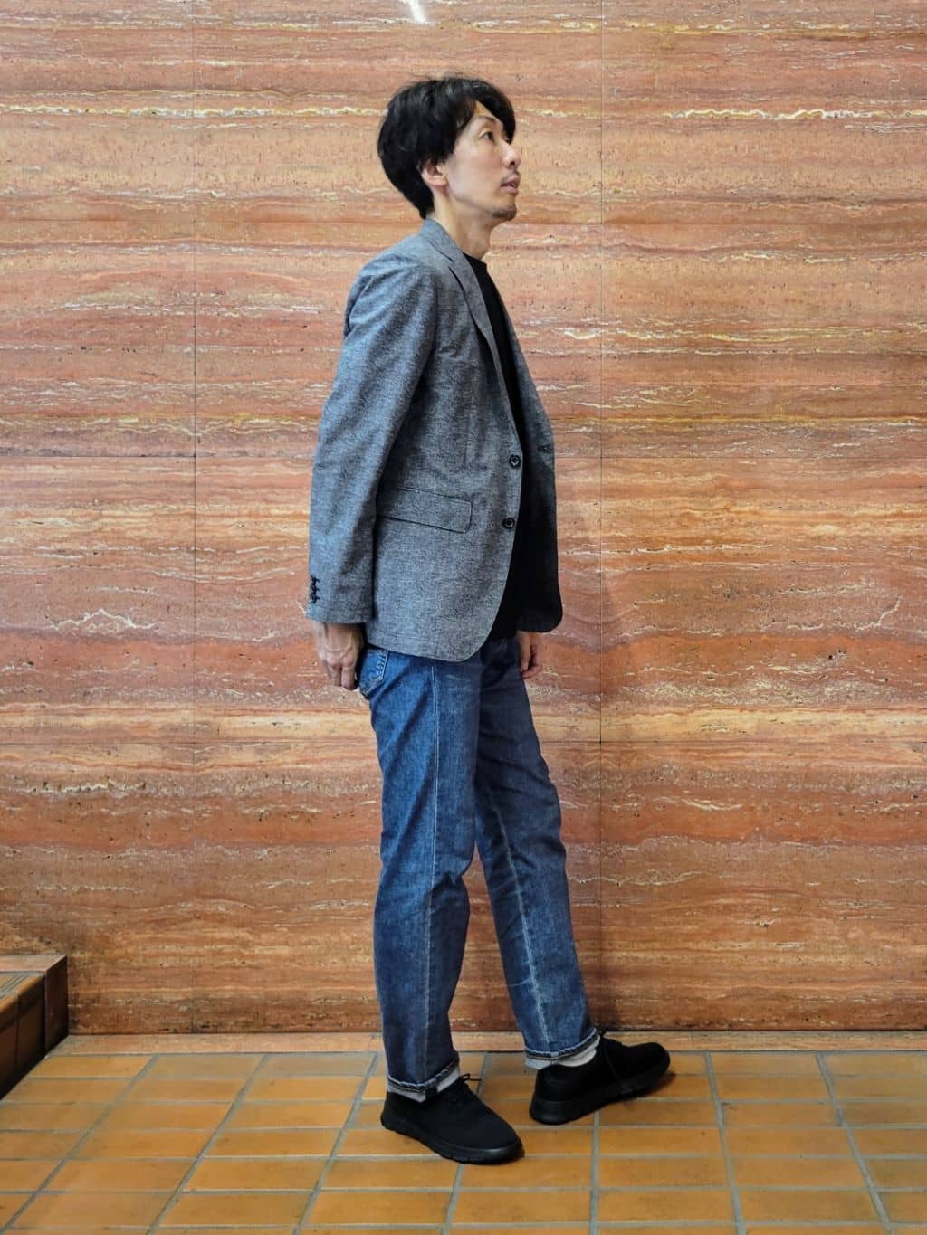 piroyaさんの「TAKEO KIKUCHI｜【抗菌防臭】COOL DOTS（R）ドビープリント ジャケット」を使ったコーディネート
