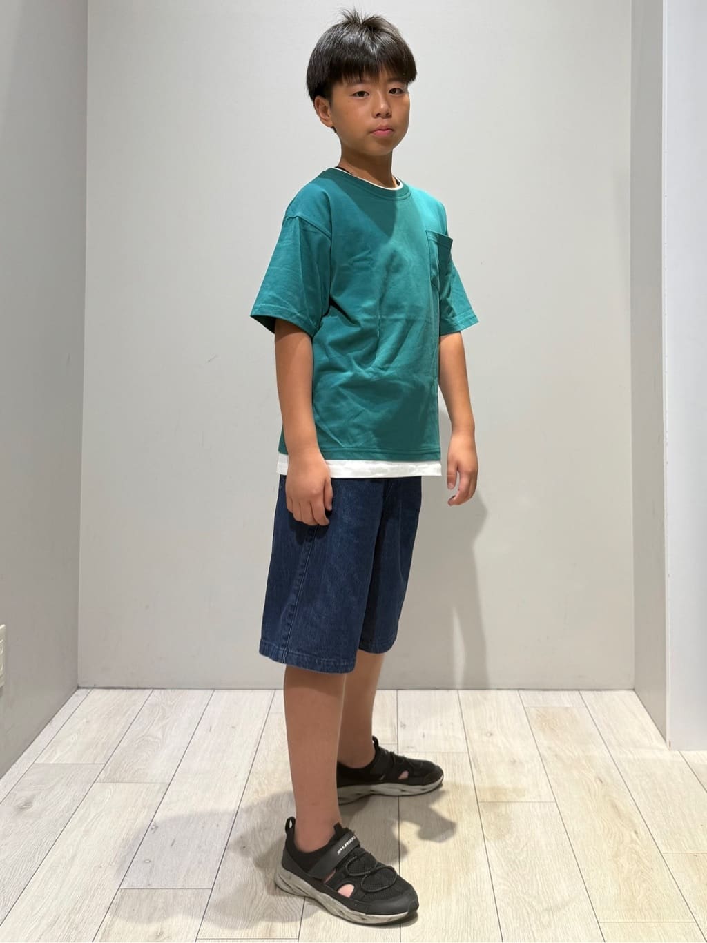 kuboさんの「THE SHOP TK｜【110－160】レイヤード風半袖Tシャツ/洗濯機OK」を使ったコーディネート