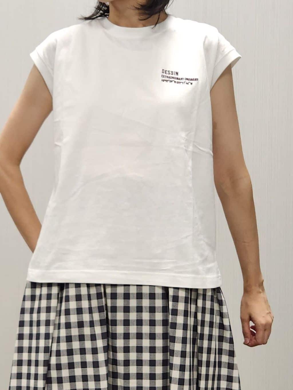 naraさんの「Dessin｜【洗える】オーガニックコットンフレンチスリーブ」を使ったコーディネート