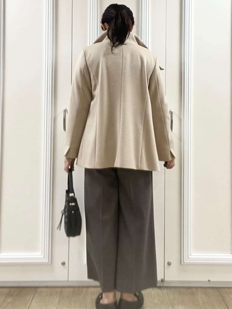 KAOさんの「Reflect｜【SS-4Lサイズ／衿が顔に当たらない◎】スタンドネックミドルコート」を使ったコーディネート
