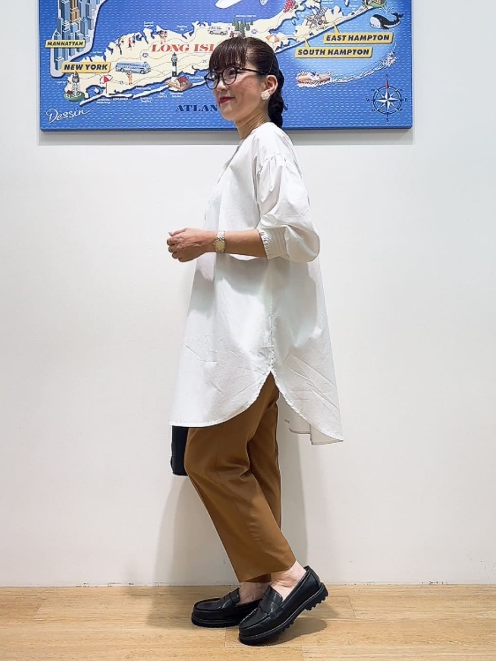 Yasucoさんの「Dessin｜【洗える】ラグランスリーブチュニックシャツ」を使ったコーディネート