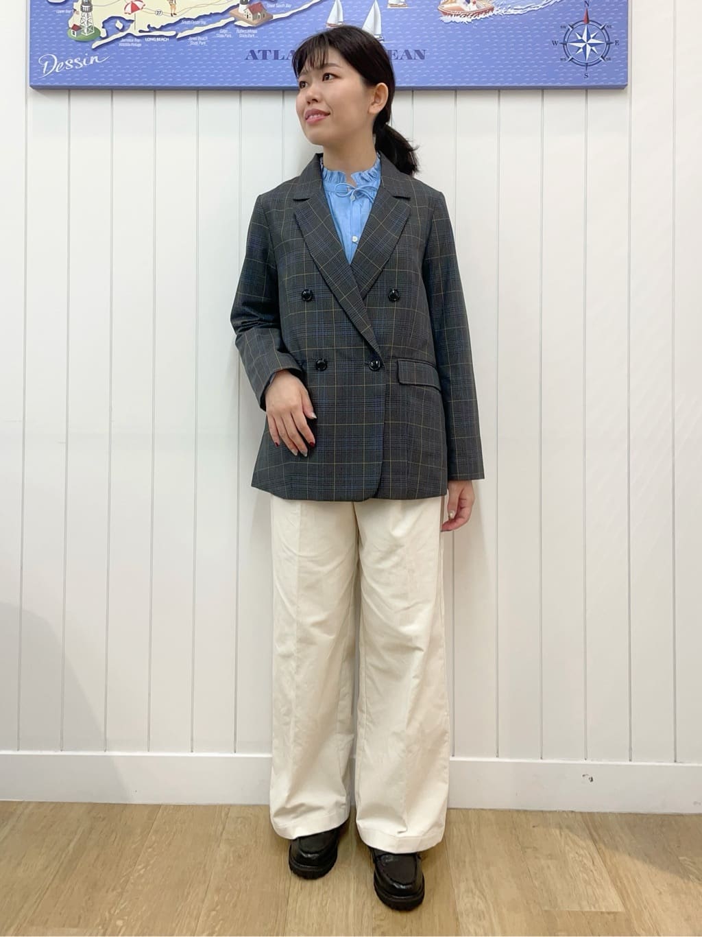 Mayaさんの「Dessin｜【セットアップ可・洗える】マリンコーデュロイパンツ」を使ったコーディネート