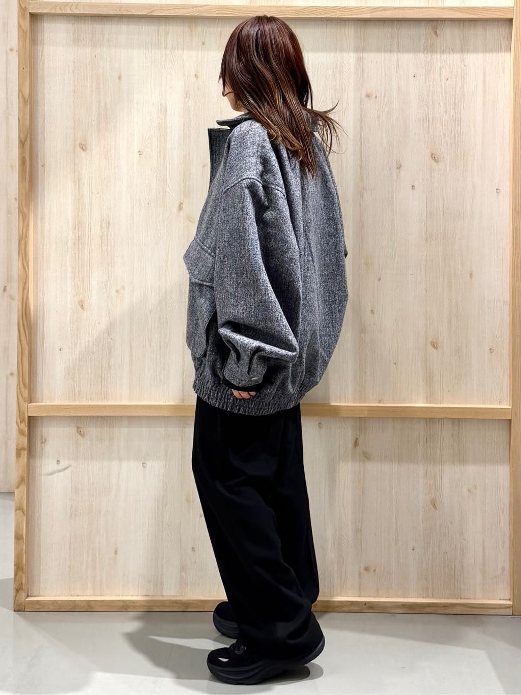 nanaさんの「THE SHOP TK｜ツイードフライトビッグブルゾン 【洗濯機OK／セットアップ可】」を使ったコーディネート
