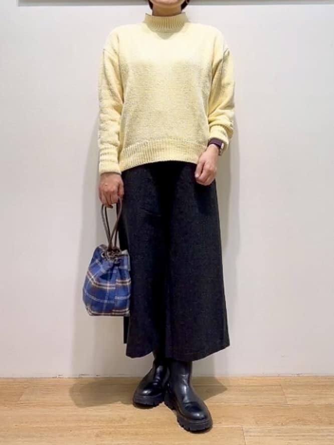 Hamaさんの「Dessin｜【洗える】ハイネックベロアモールニット」を使ったコーディネート