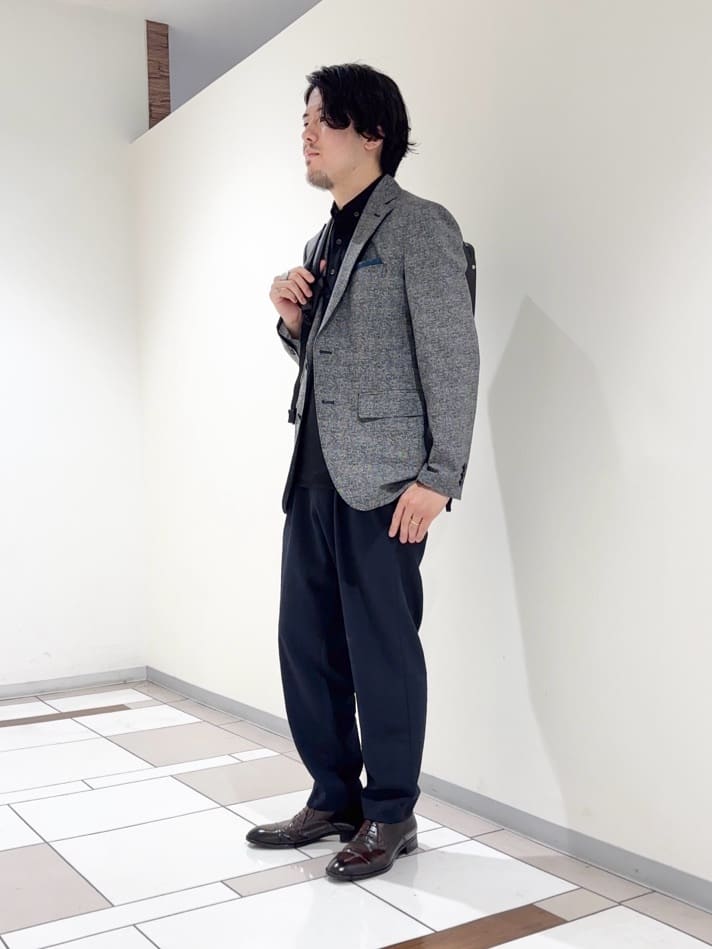 及川さんの「TAKEO KIKUCHI｜【抗菌防臭】COOL DOTS（R）ドビープリント ジャケット」を使ったコーディネート