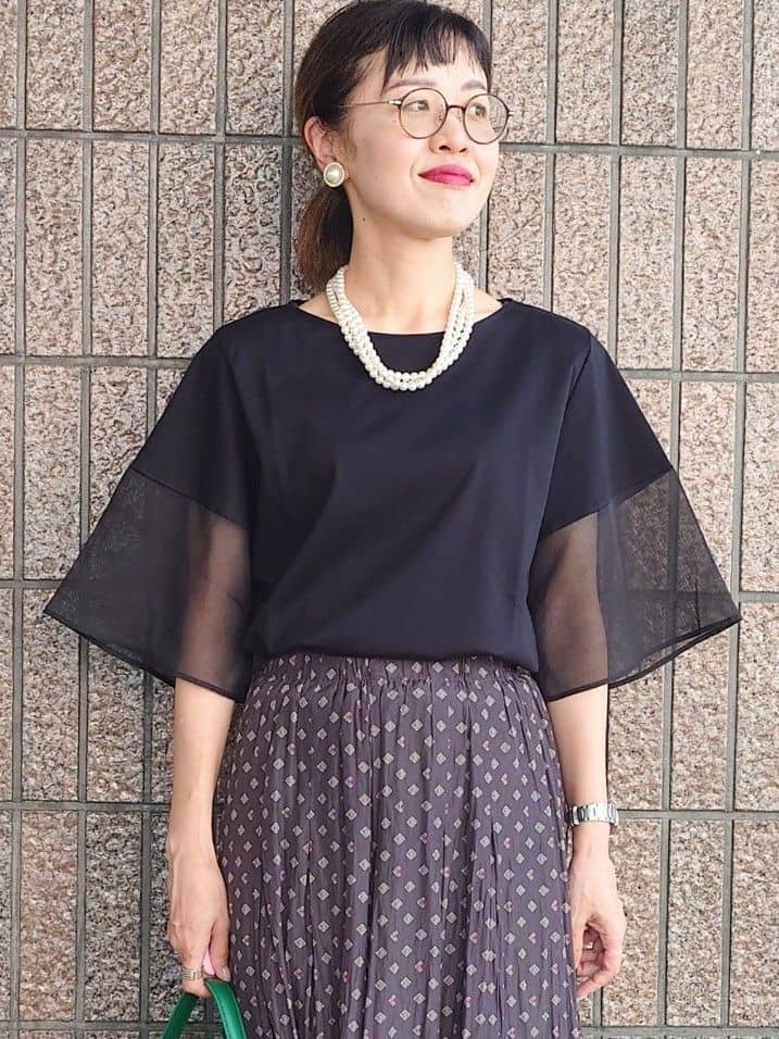 MUTSUKOさんの「UNTITLED｜【洗える/五分袖】シアースリーブ プルオーバー」を使ったコーディネート