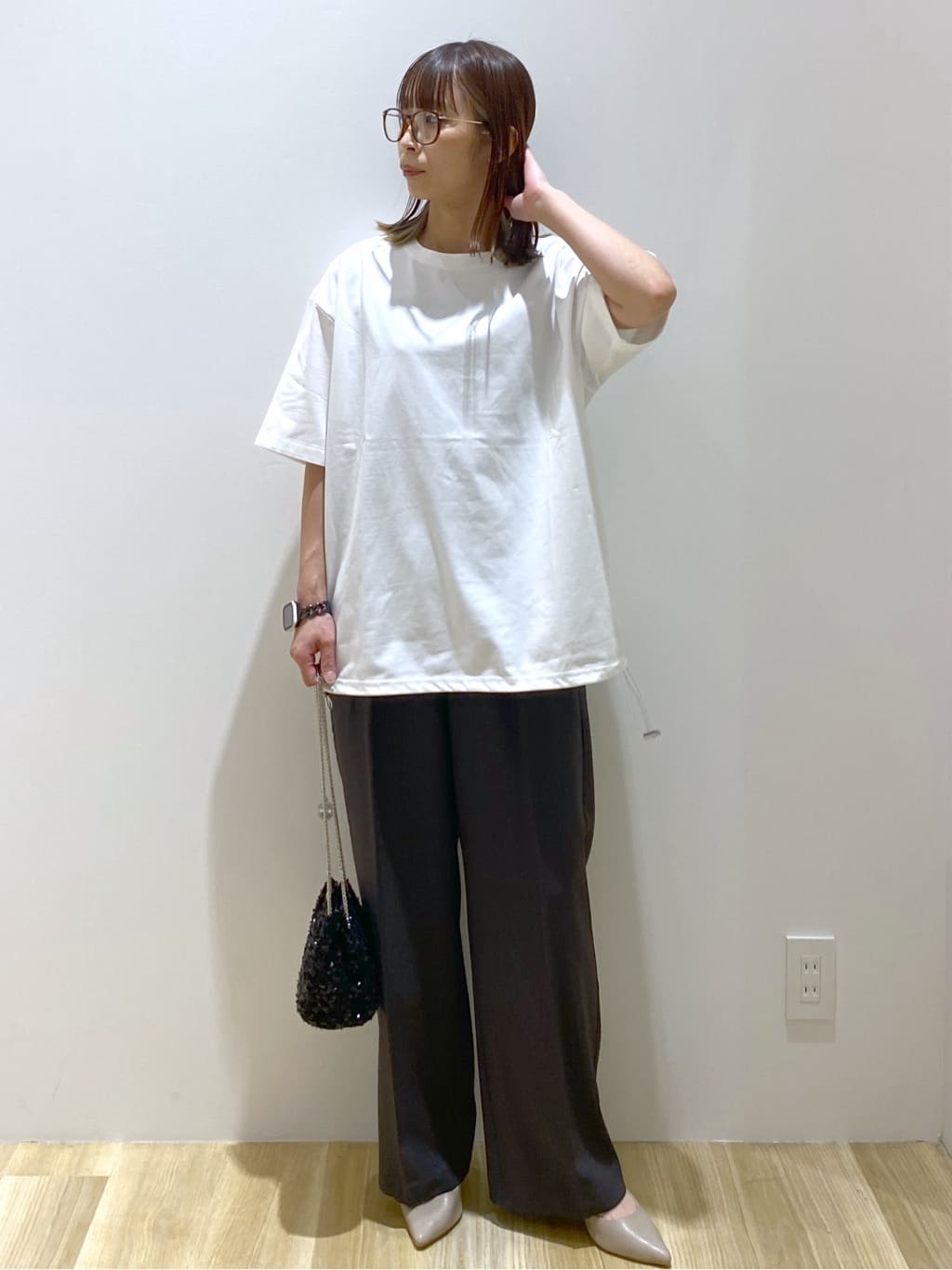 えりさんの「OPAQUE.CLIP｜裾ドロストTシャツ【洗濯機洗い可】」を使ったコーディネート