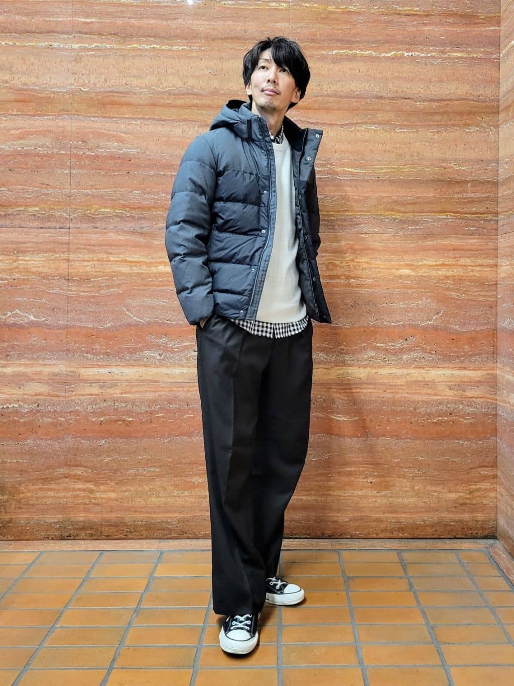 piroyaさんの「TAKEO KIKUCHI｜カラーコンビ ダウンブルゾン」を使ったコーディネート