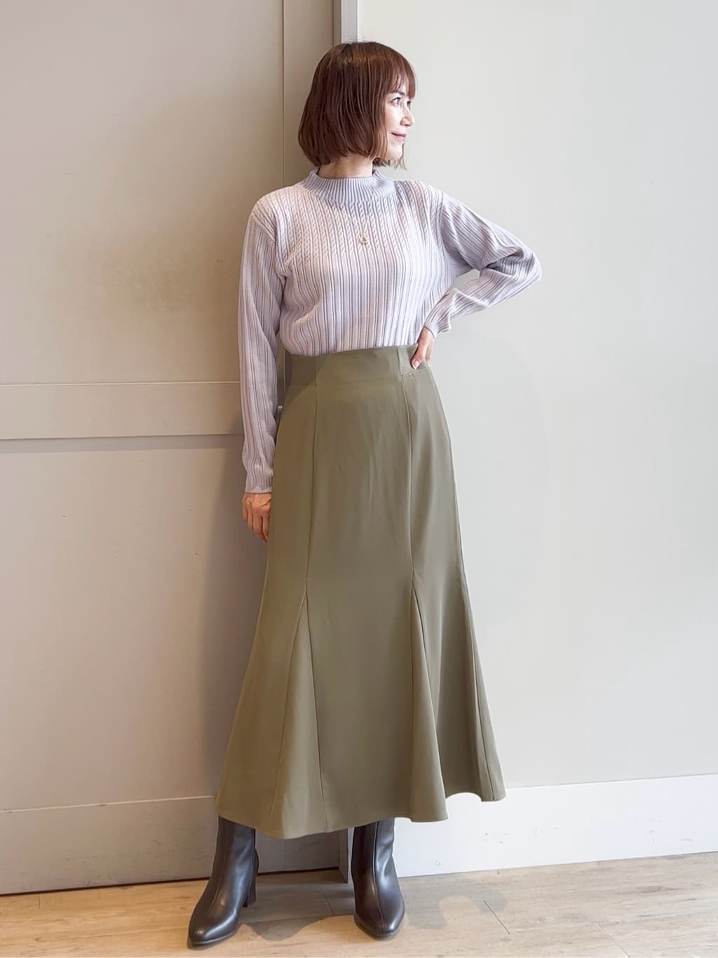 yamakoさんの「grove｜【毛玉軽減／洗える】ミニケーブルニット」を使ったコーディネート