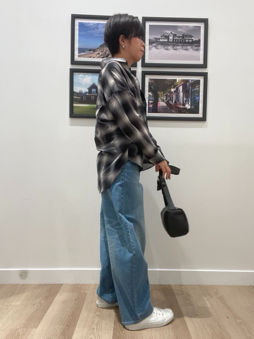 Naoさんの「Dessin｜【洗える】シアーオンブレーチェックシャツ」を使ったコーディネート