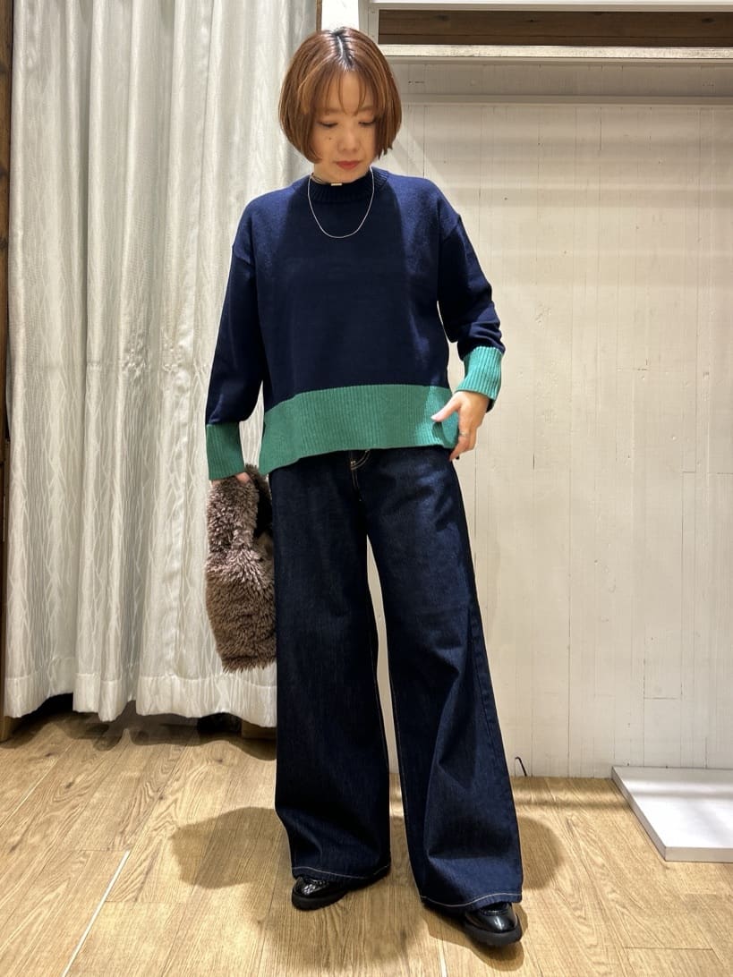 ga_riさんの「THE SHOP TK｜インしないで着られる カラーブロックニット」を使ったコーディネート