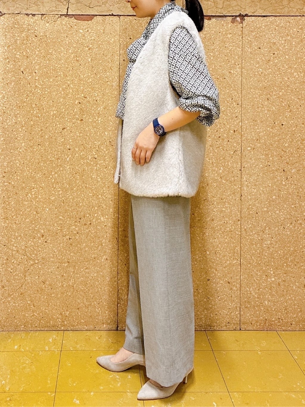 hattoriさんの「INDIVI｜ジオメプリントボウタイブラウス」を使ったコーディネート