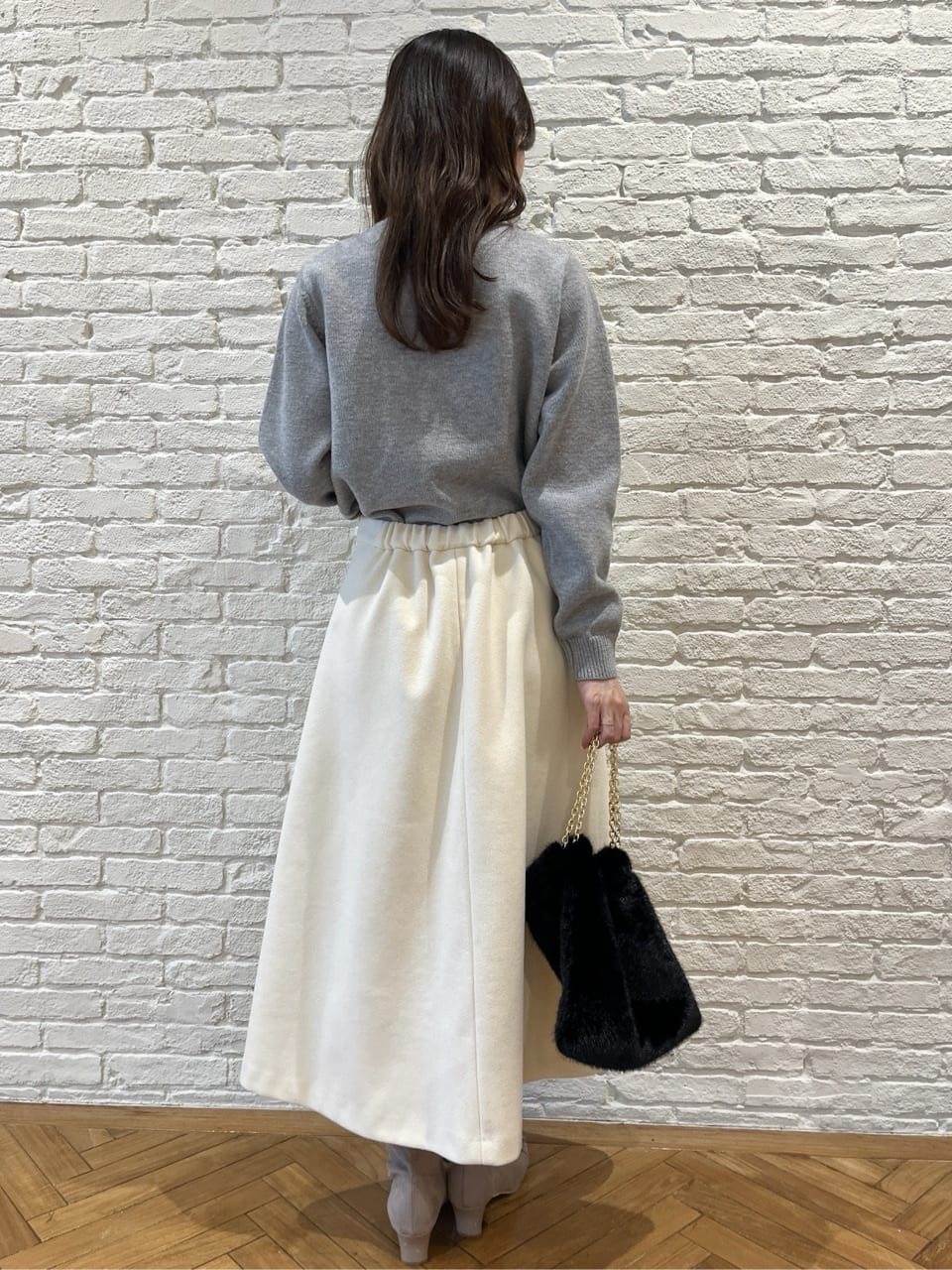 はばさんの「Couture brooch｜フェイクファーチェーンバッグ」を使ったコーディネート