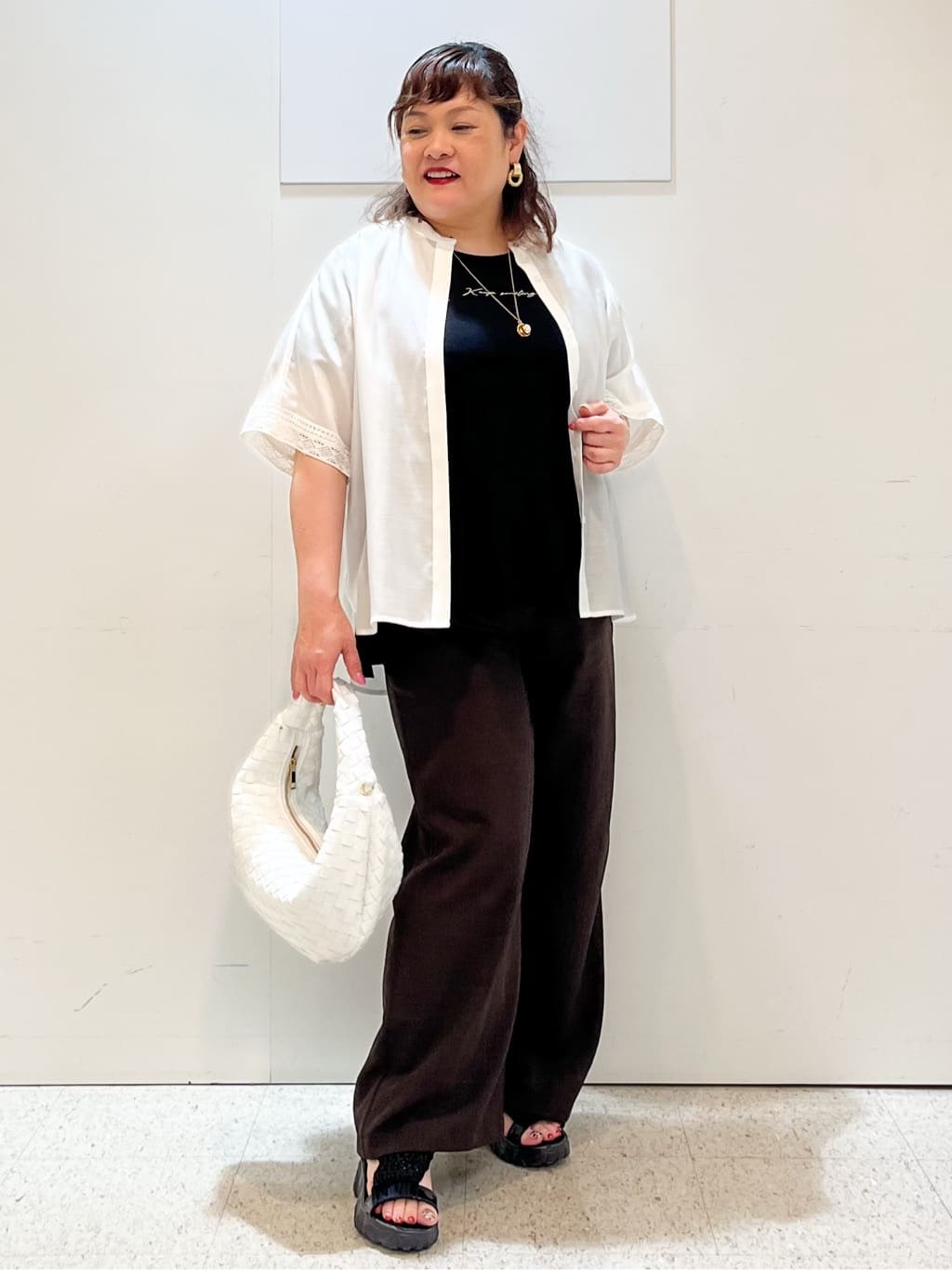 kimmyさんの「Reflect｜【接触冷感／マシンウォッシュ可／ウエスト総ゴム】ワイドシルエットパンツ」を使ったコーディネート