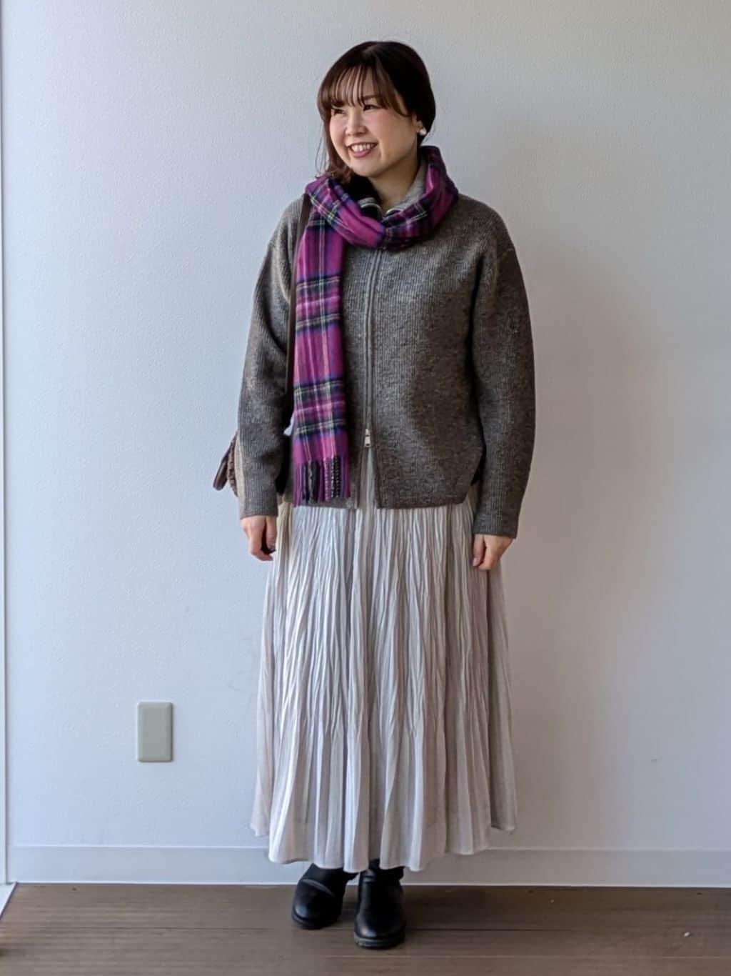なみきさんの「UNTITLED｜【洗える】カラーネップ ダブルジップカーディガン」を使ったコーディネート