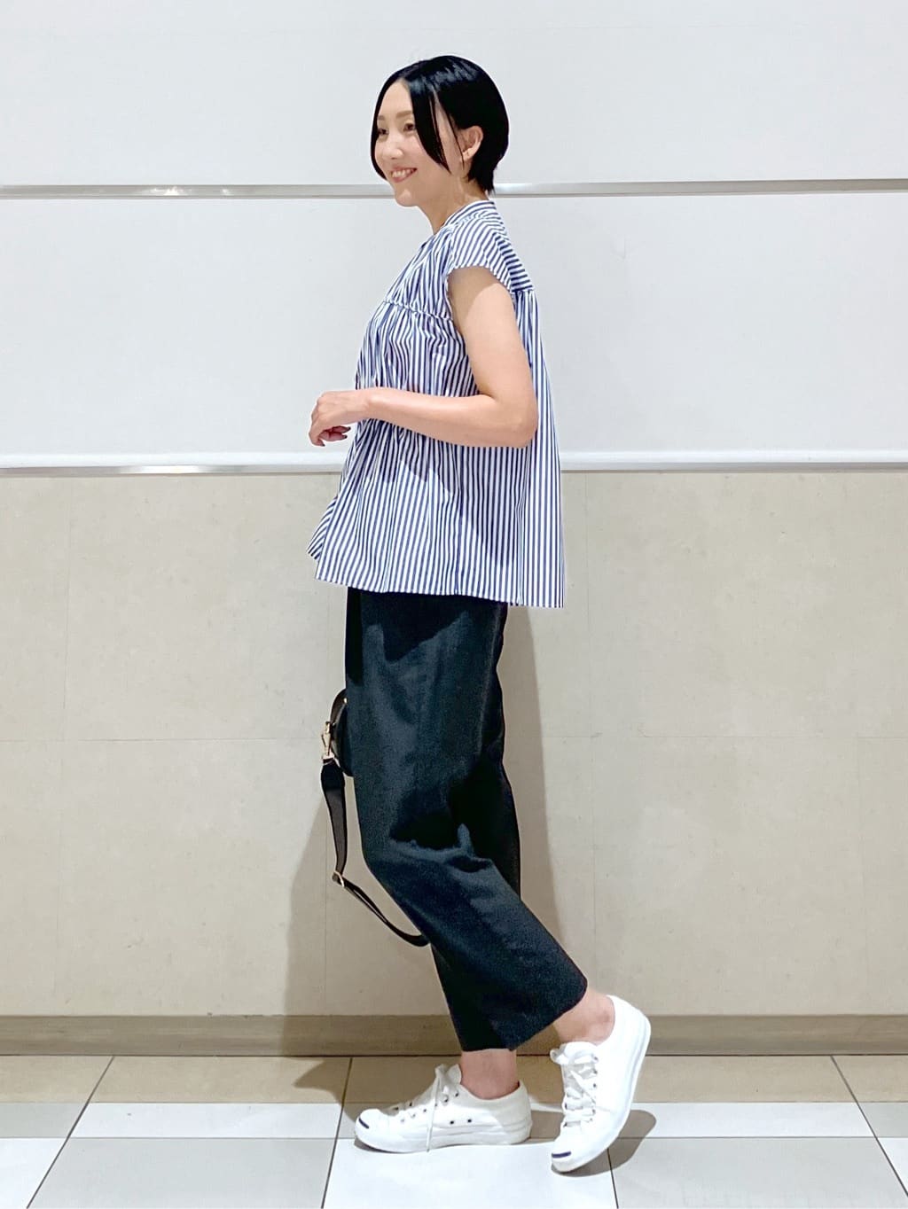 eriko さんの「Dessin｜【洗える】ストライプ柄ギャザーブラウス」を使ったコーディネート