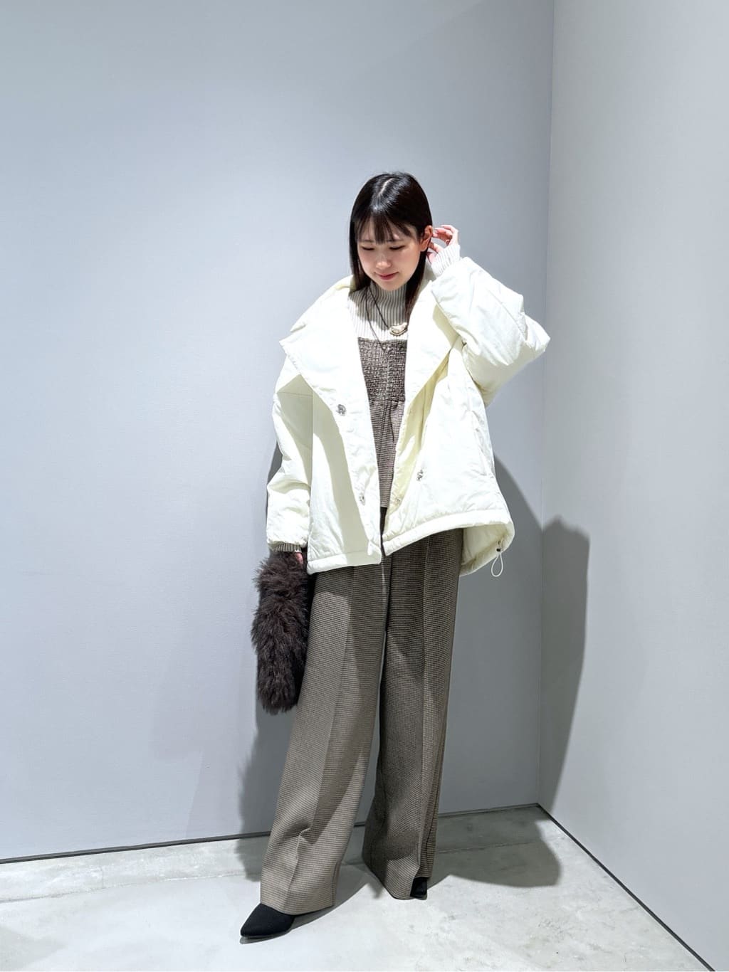 Renoさんの「INDIVI｜ガンクラブチェックワイドパンツ」を使ったコーディネート