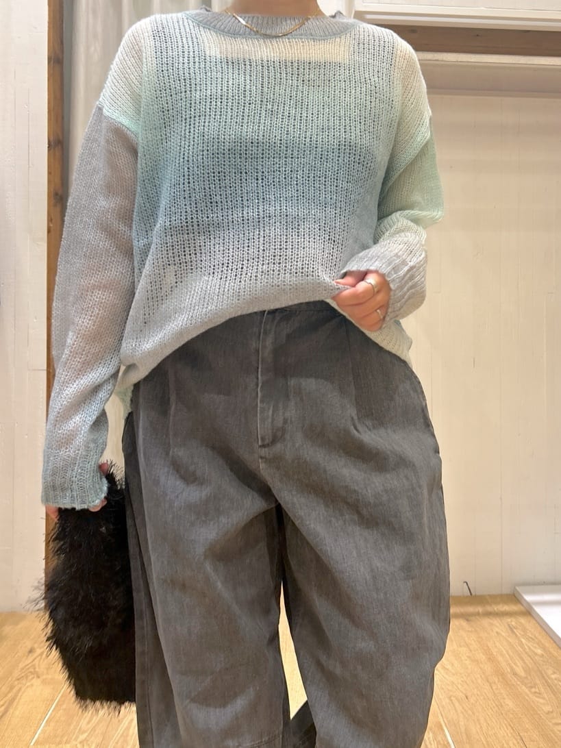 ga_riさんの「THE SHOP TK｜スペースダイ透かし編みニット」を使ったコーディネート