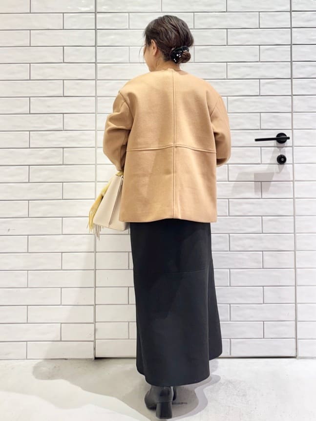 yさんの「OPAQUE.CLIP｜ウールライクメルトンノーカラーコート【洗濯機洗い可】」を使ったコーディネート