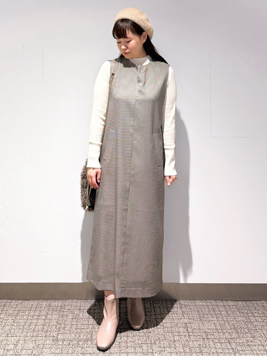 みーさんの「grove｜【2WAY/美シルエット】着こなし自在のジャンドレワンピース」を使ったコーディネート