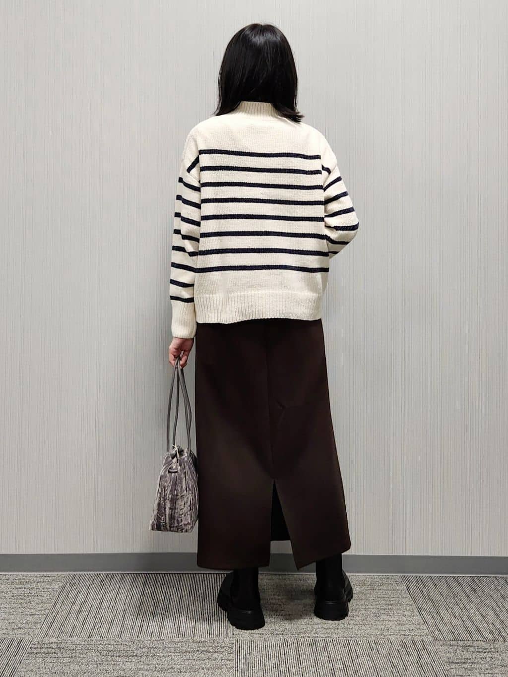 naraさんの「Dessin｜【洗える】ハイネックベロアモールニット」を使ったコーディネート