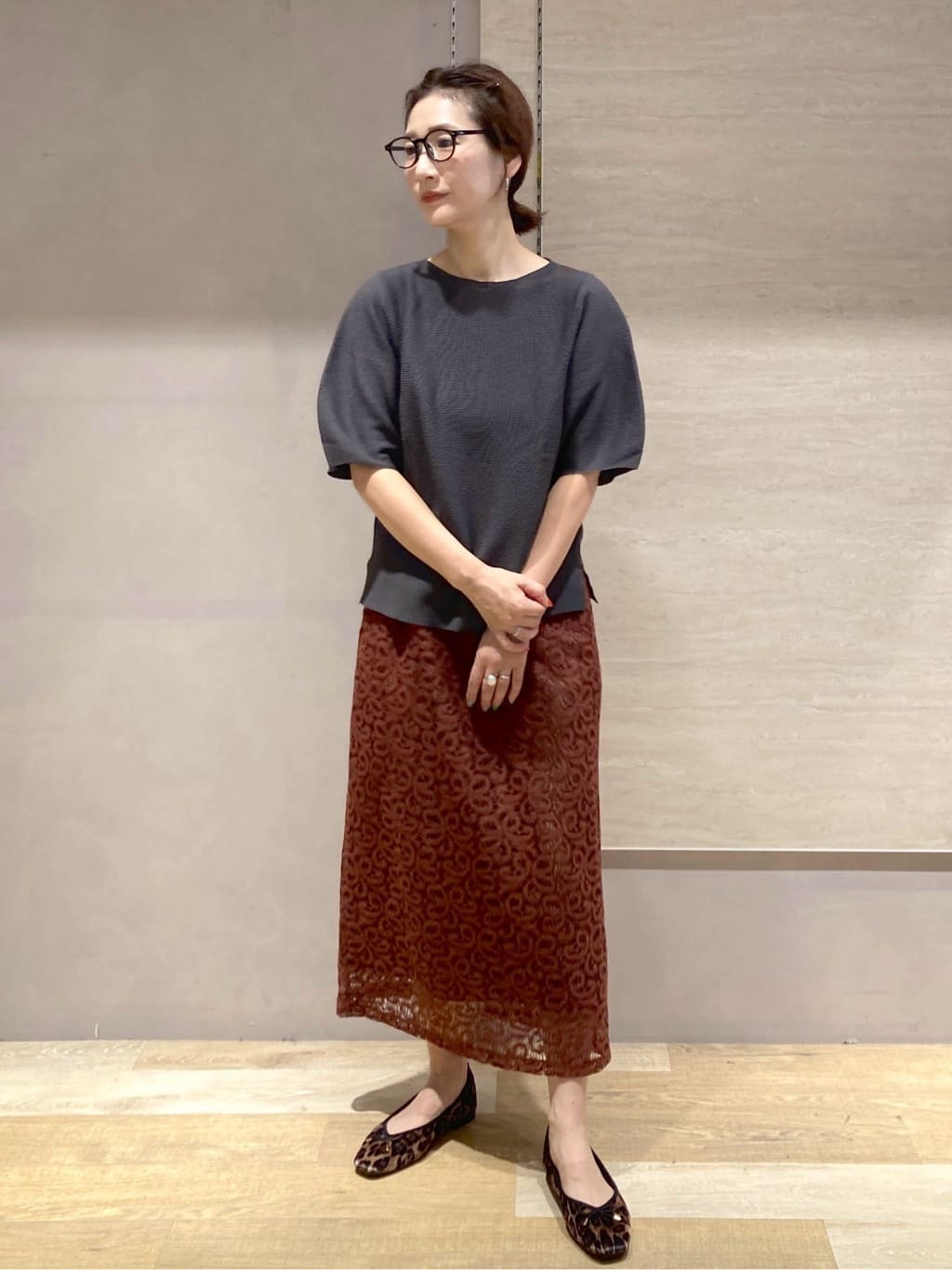 たけねぇさんの「OPAQUE.CLIP｜ガーターボリュームスリーブニット【UVケア／洗濯機洗い可】」を使ったコーディネート