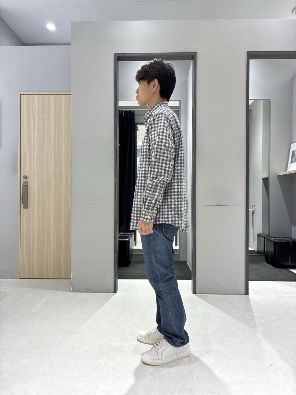 わいずみさんの「TAKEO KIKUCHI｜チェックボーラーガーゼシャツ」を使ったコーディネート