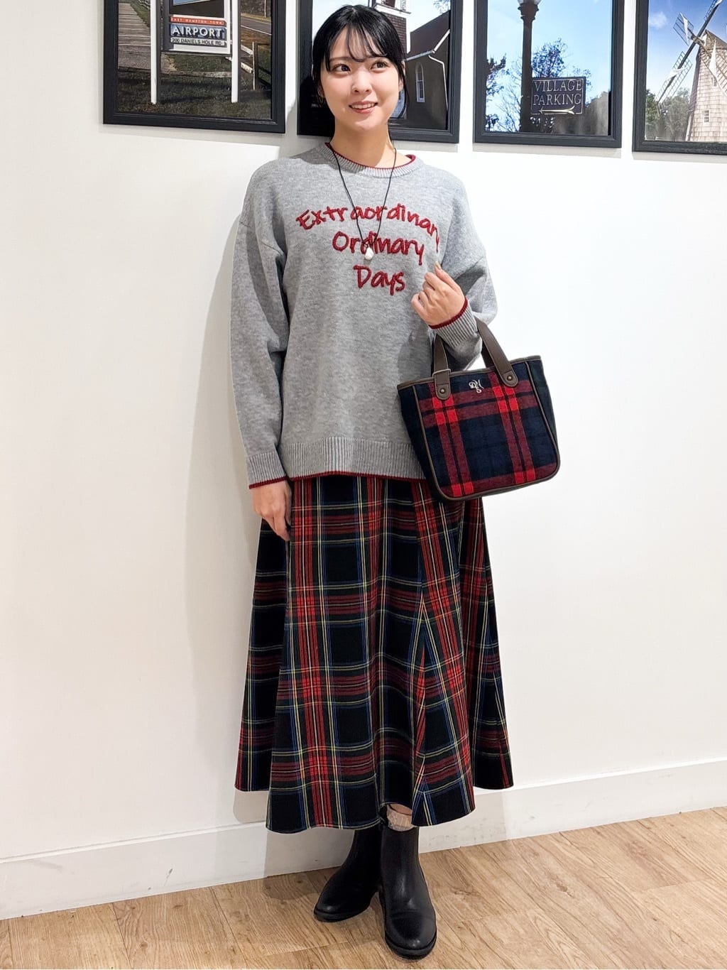 Ririkaさんの「Dessin｜【2WAY・軽量】チェックトート」を使ったコーディネート