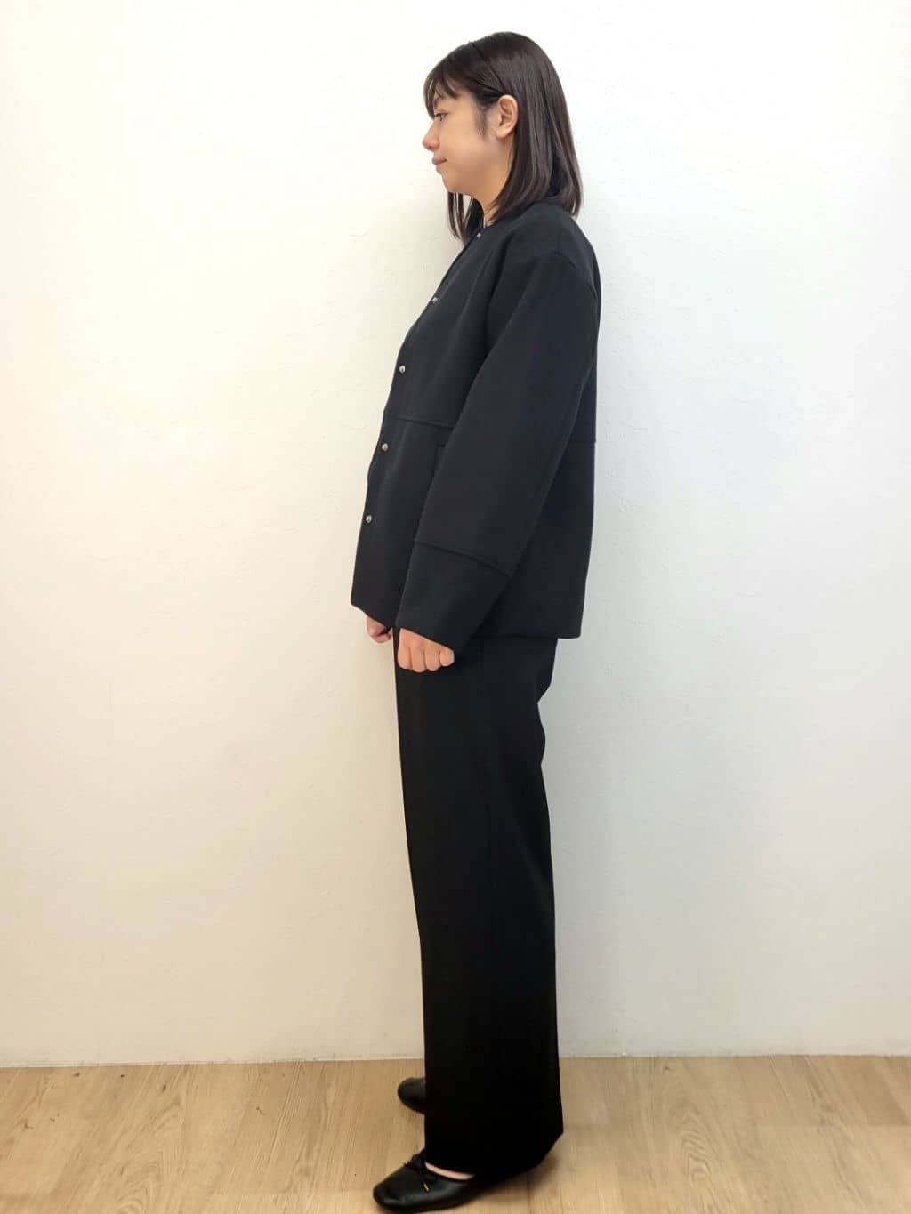 LISAさんの「OPAQUE.CLIP｜ウールライクメルトンノーカラーコート【洗濯機洗い可】」を使ったコーディネート