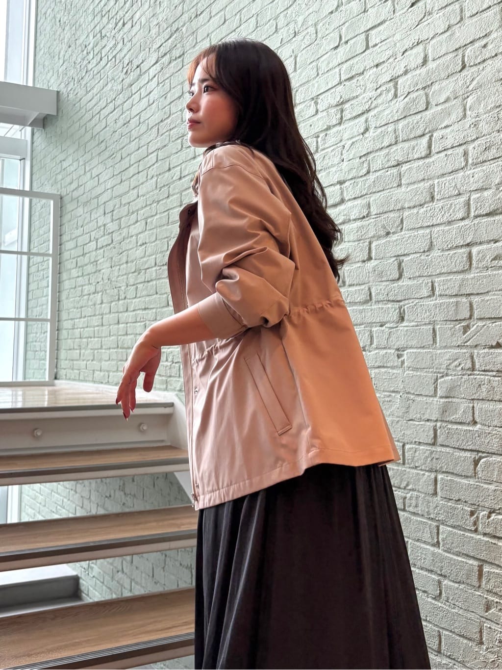 MISAKIさんの「COUP DE CHANCE｜◆【手洗い可／裏地なし／ウエスト絞り可】スタンド衿ブルゾン」を使ったコーディネート