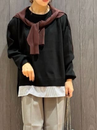 meiさんの「SHOO･LA･RUE｜【洗える/S-LL】上品なラメ使い クルーネック ニットカーディガン」を使ったコーディネート
