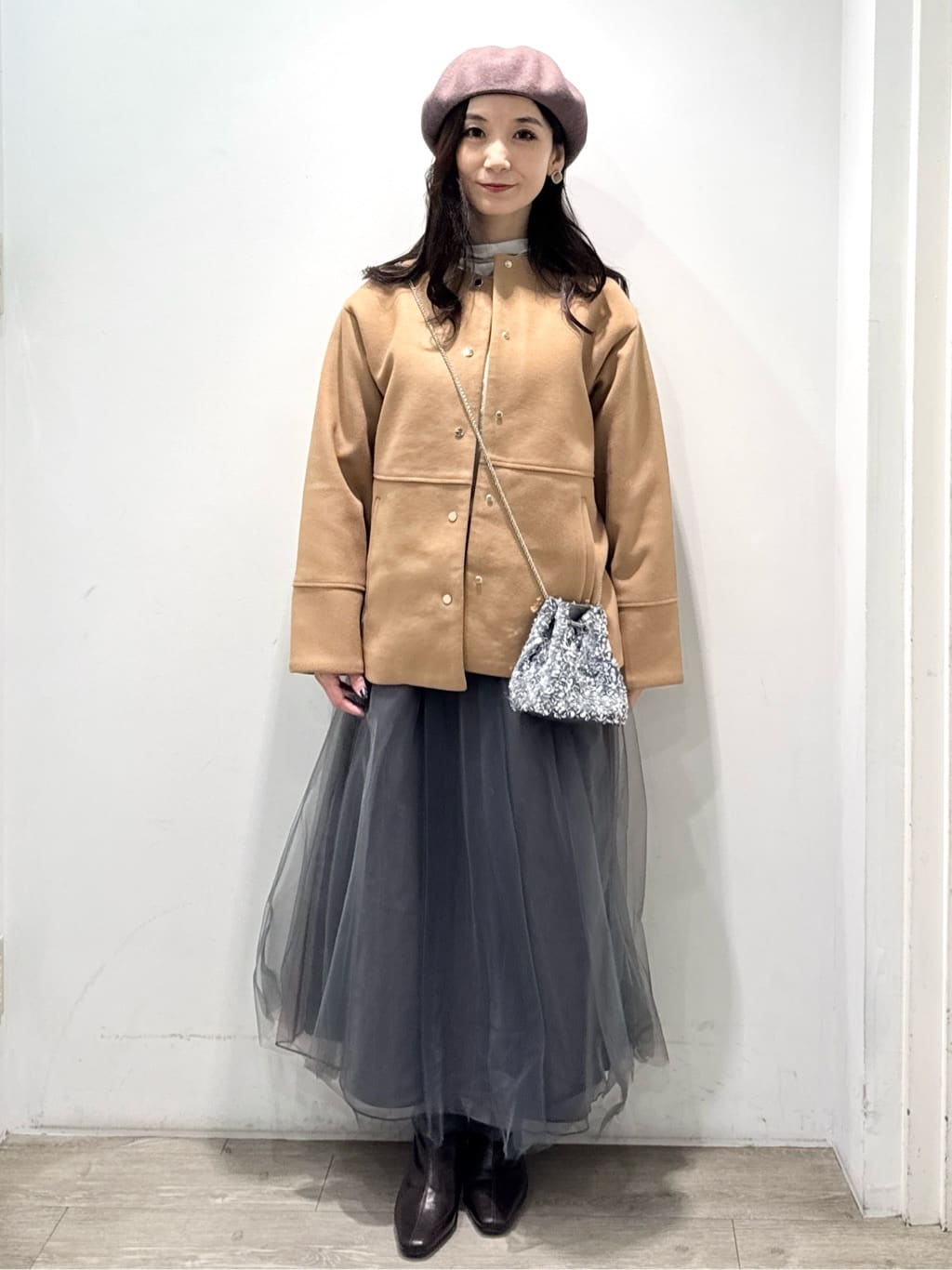 yuicciさんの「OPAQUE.CLIP｜ウールライクメルトンノーカラーコート【洗濯機洗い可】」を使ったコーディネート