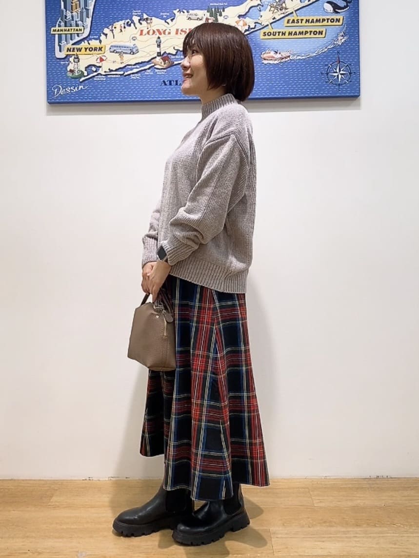 Hamaさんの「Dessin｜【洗える】ハイネックベロアモールニット」を使ったコーディネート