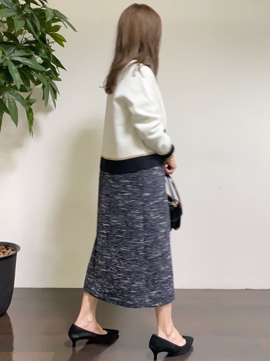 tomoさんの「UNTITLED｜【洗える/ストレッチ】ツイードジャージワンピース」を使ったコーディネート