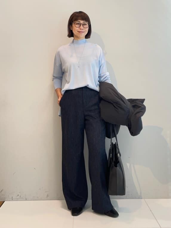 murayamaさんの「INDIVI｜【褒められパンツ／ウール混】ウォームウール ワイドパンツ」を使ったコーディネート