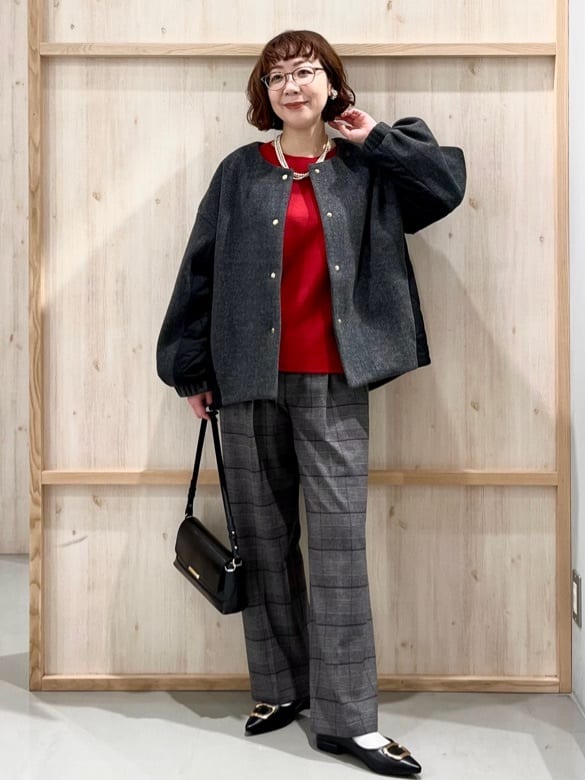 nakoさんの「THE SHOP TK｜前後で印象が変わる ドッキングノーカラージャケット」を使ったコーディネート
