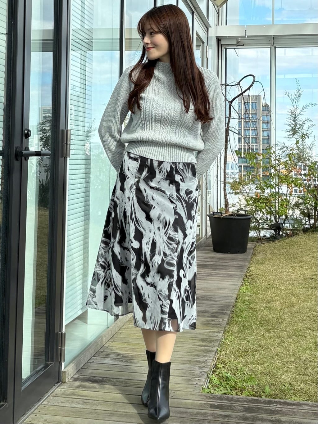 sayaさんの「COUP DE CHANCE｜【手洗い可／日本製】ケーブルニット」を使ったコーディネート