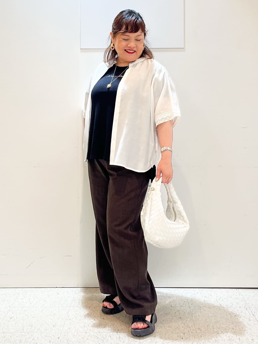 kimmyさんの「Reflect｜【接触冷感／マシンウォッシュ可／ウエスト総ゴム】ワイドシルエットパンツ」を使ったコーディネート