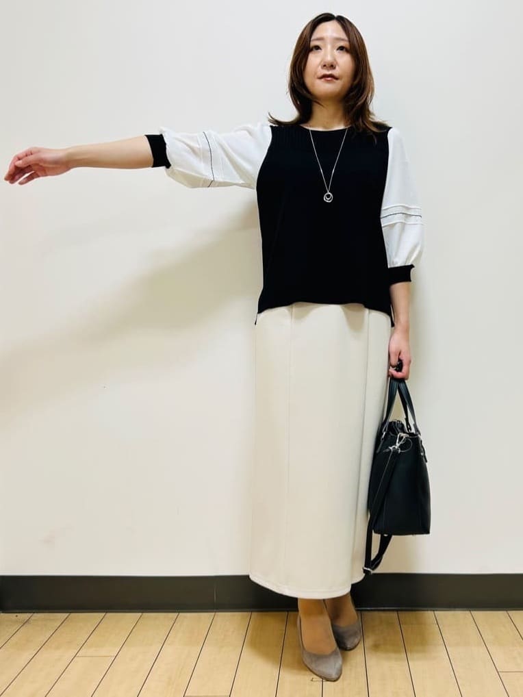 miiiさんの「Reflect｜【WEB先行カラーあり／手洗い可】ジョーゼットスリーブ&times;ニット」を使ったコーディネート