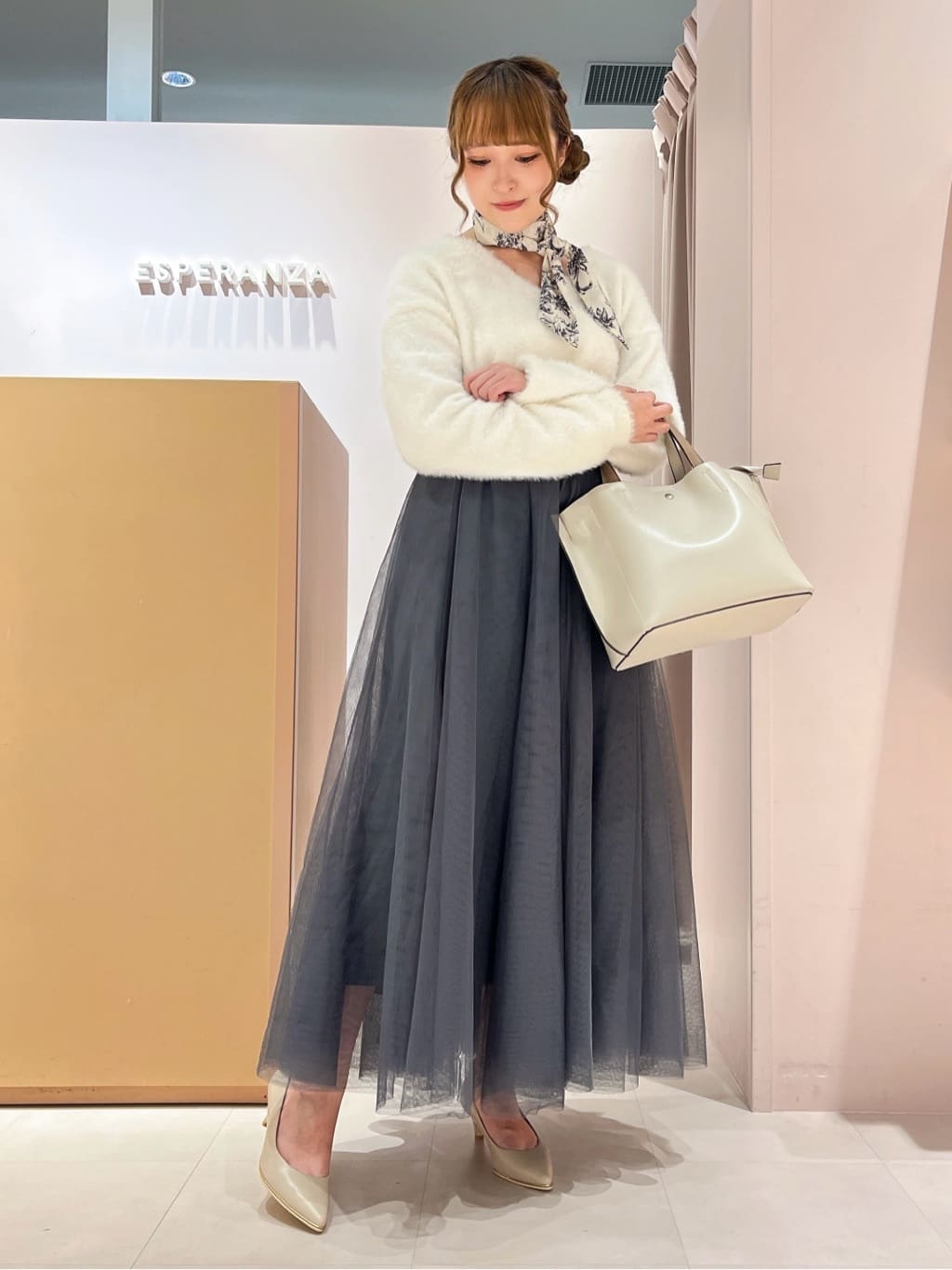 このかさんの「ESPERANZA｜肩楽 2WAYミニトートバッグ」を使ったコーディネート
