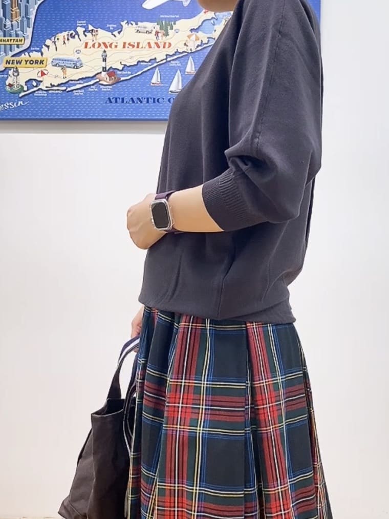 Hamaさんの「Dessin｜【洗える】後ろボタンニットプルオーバー七分袖」を使ったコーディネート